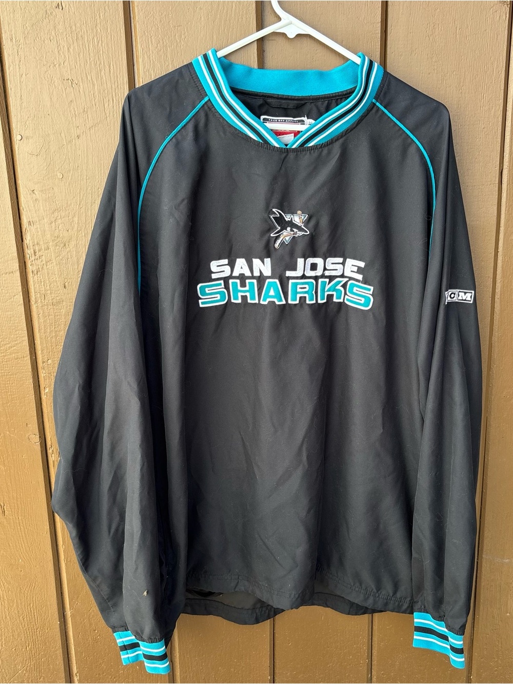 CCM San Jose Sharks NHL Hockey Pullover Jacket Black/Teal/White XL